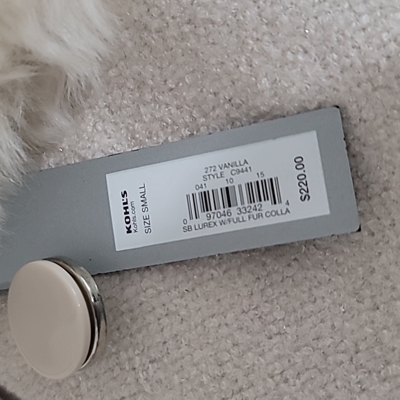 NEW! Apt. 9 Cream w/Faux Fur Wrists & Collar Jacket Sz. S - Picture 15 of 15